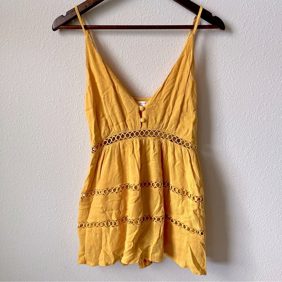 Hello Molly Pants - Hello Molly Yellow Lace Spaghetti Strap Festival Party Summer Romper
